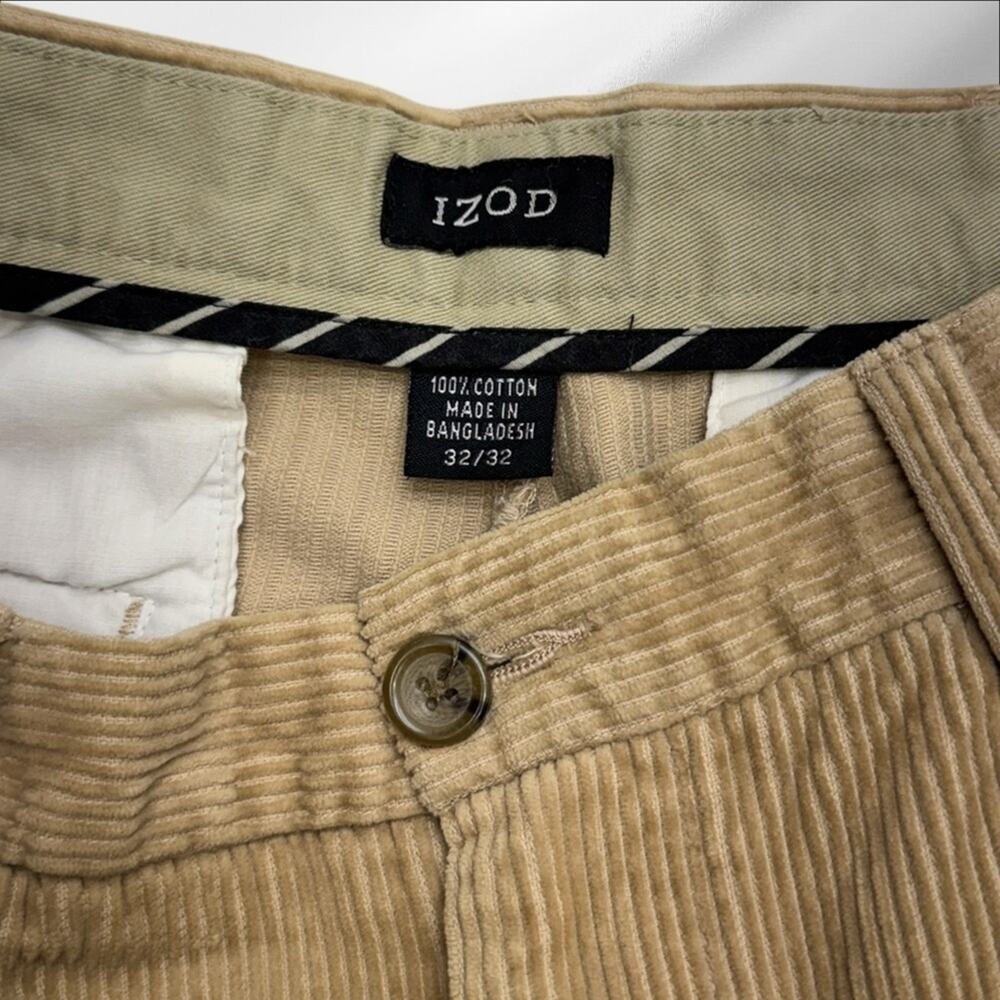 IZOD Men’s 32 x 32 Khaki Tan Pleated Corduroy Pants - Picture 4 of 4